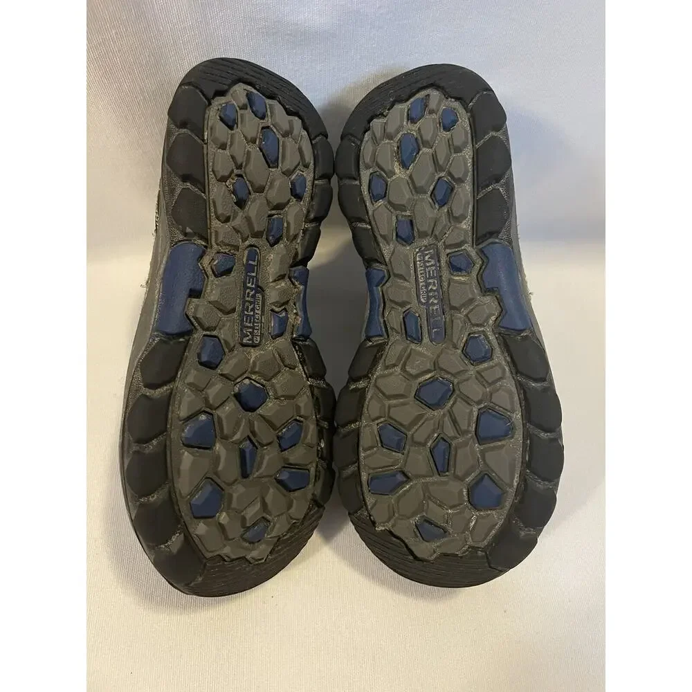 Merrell Youth Capra Mid Waterproof Hiking Boots 11.5M Blue Grey Trail 61633